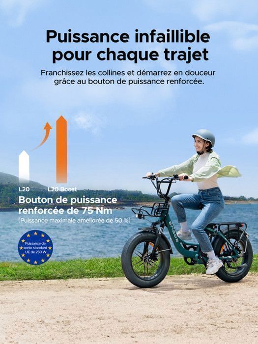 Vélo électrique - ENGWE - L20 BOOST - Autonomie 140km - Batterie Amovible 48V - Moteur 250W