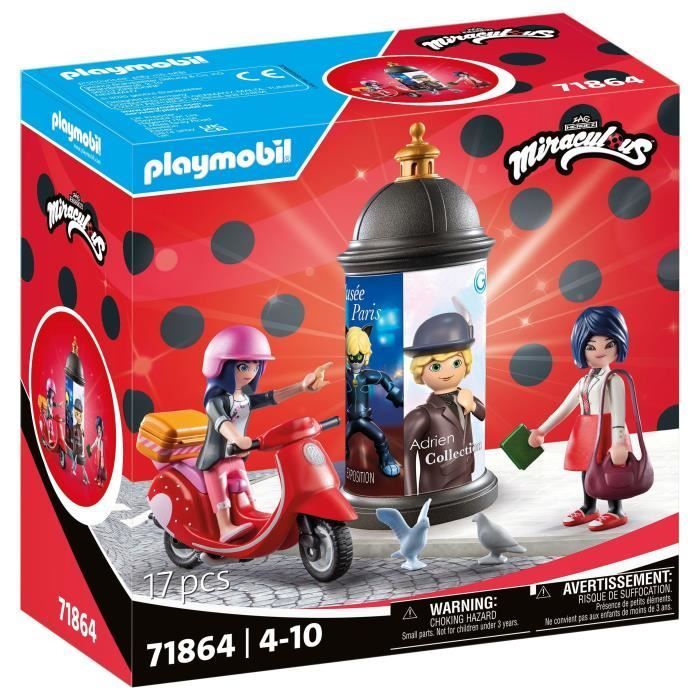 PLAYMOBIL 71864 Marinette à scooter & Kagami, Miraculous, 17 pièces, dès 5 ans