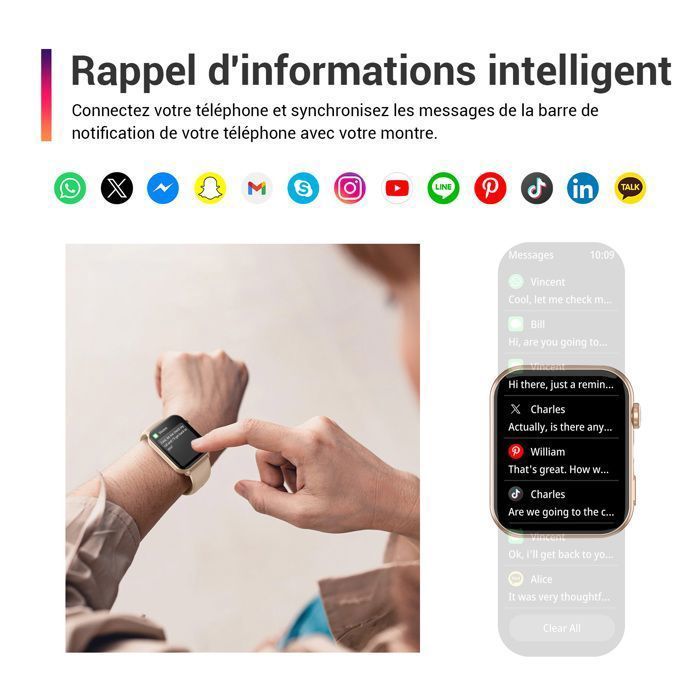 Smartwatch da donna IOWODO con funzione di chiamata/risposta, 100 modalità sportive, impermeabile, contapassi, compatibile con iOS, Android e Samsung (rosa)