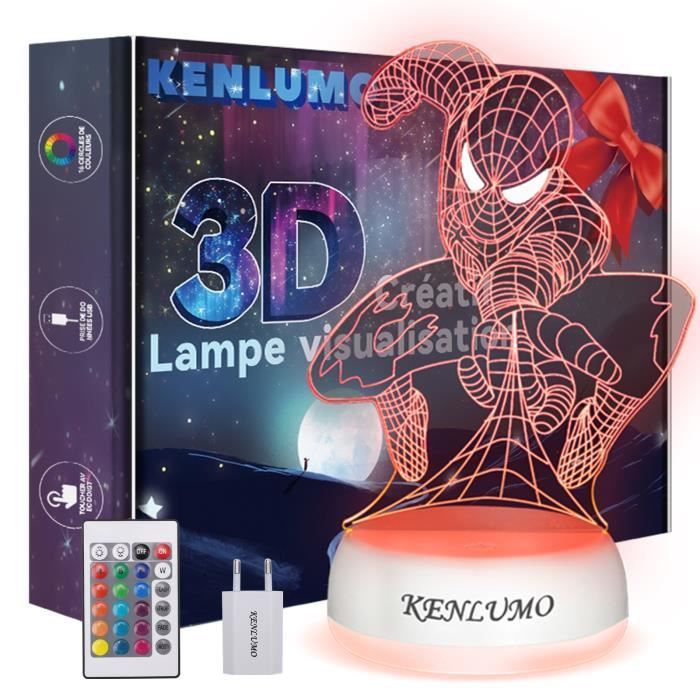 KENLUMO Spiderman Lamp, Kerstcadeau voor kinderen, LED-nachtlampje met afstandsbediening, aanraakbediening om de kleur te veranderen, decoratie voor tienerkamer