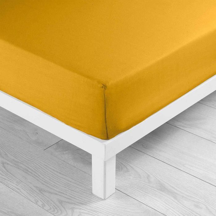 Lenzuolo con angoli elasticizzati 180x200 cm - tasca profonda 30 cm - 100% cotone - Giallo