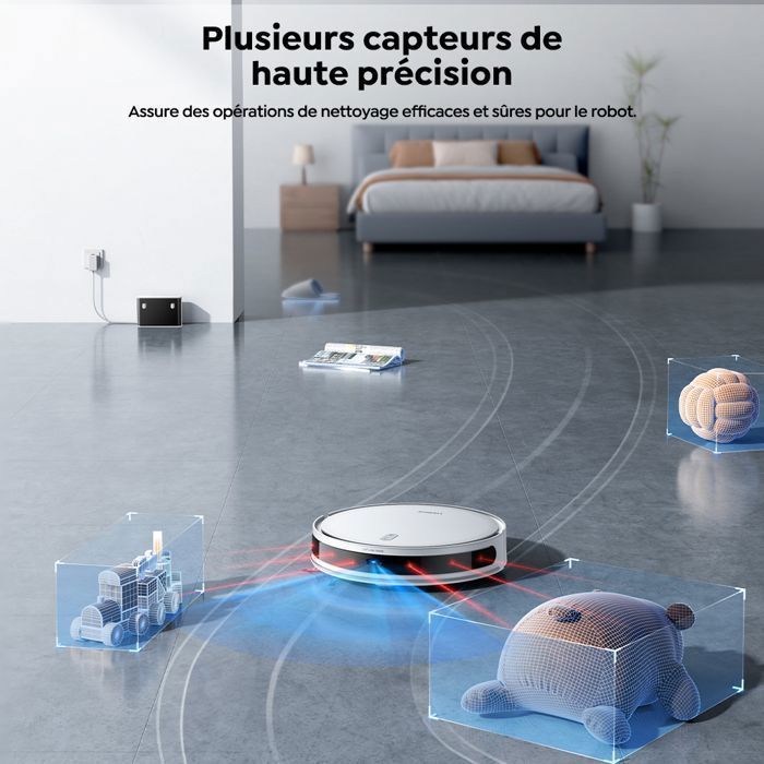 Laresar L10-Aspirateur Robot Laveur 3 en 1 -6500Pa/180 min-SoF LiDAR Navigaton-WiFi/Alexa/APP-Poils d’animaux-Tapis