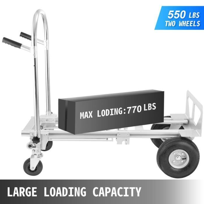 Carrello di trasporto 3 in 1 - VEVOR - Carrello a mano pieghevole multiuso in alluminio da 450 kg