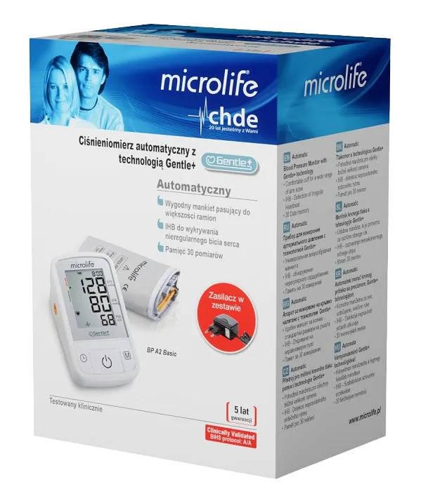 Microlife BP A2 Basic, Ciśnieniomierz automatyczny naramienny z zasilaczem