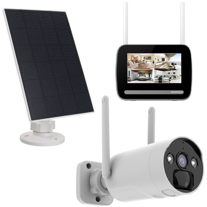 Kit écran 7' enregistreur 4MP ULTRA HD - KYF - Caméra rechargeable + Panneau solaire