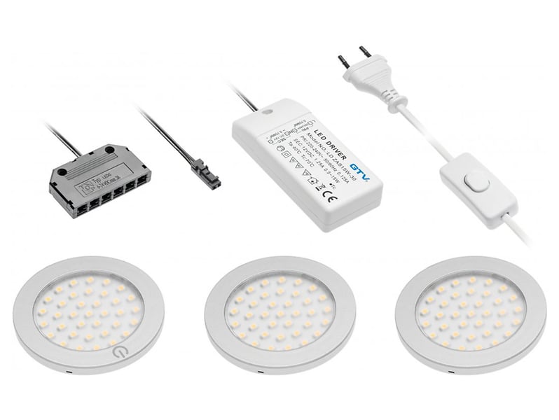Komplet 3 oczek Castello LED aluminiowe białe