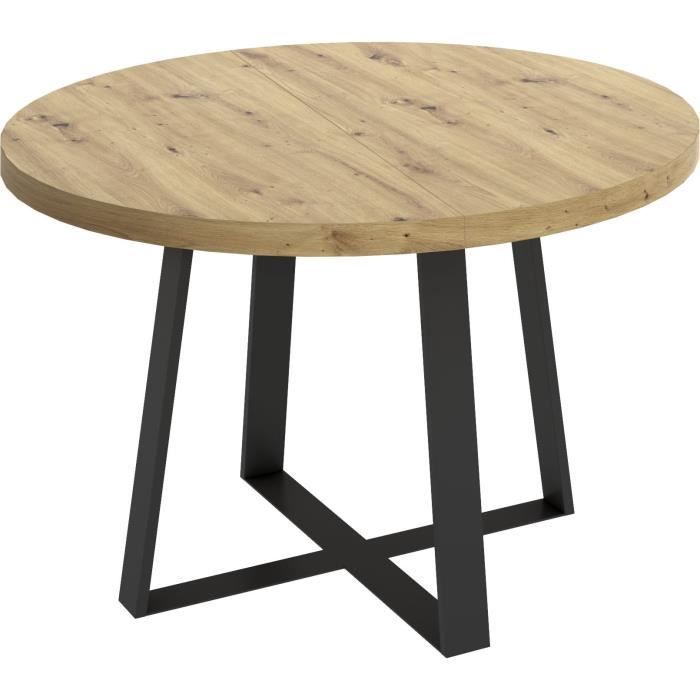 DUNA uitschuifbare ronde tafel - 4 tot 6 personen - Eikenhouten afwerking - B110 x D110 / 152 x H77 cm