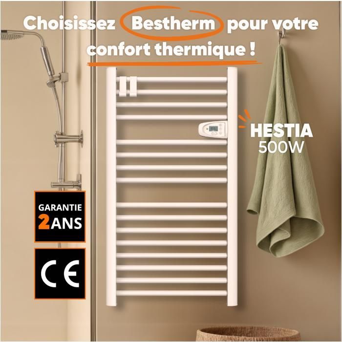 Calentador de toallas eléctrico sin líquido - BESTHERM - HESTIA 500W - blanco