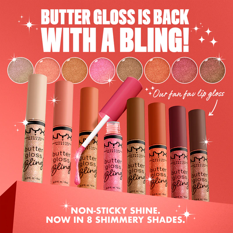 NYX Professional Makeup Butter Gloss Bling lipgloss met glinsterende deeltjes