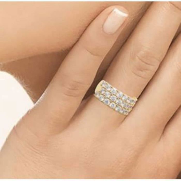 Bague - BIJOUXIA - Pavé Microserti Oxyde de Zirconium - Plaqué Or 18 Carats - Mixte - Neuf