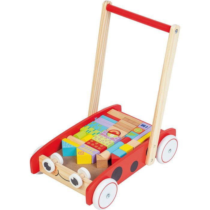 Holzspielzeug – Markenlos – A2203156 – Gehhilfewagen – 40 Teile – Mehrfarbig