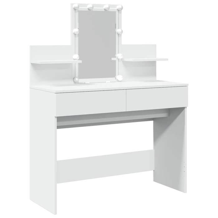 Penteadeira - vidaXL - LED - Branca - 100x40x130 cm - 2 gavetas