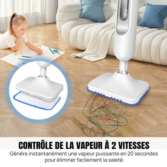 Nettoyeur vapeur manuel multifonction - 1500W Balai à vapeur électrique - Nettoyeur vapeur manuel pour carrelage, tapis