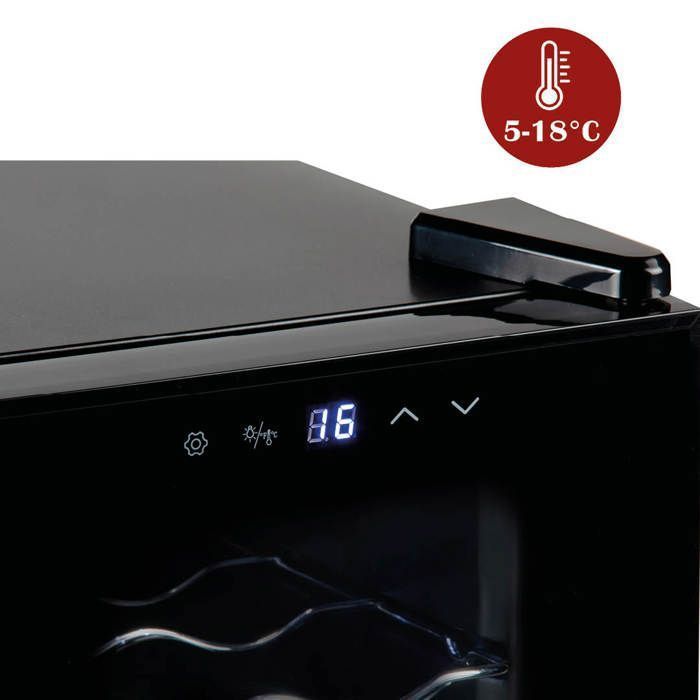 Bodega para vinos PRIMO PR169WK - Independiente - 8 botellas - Clase energética E - Negra