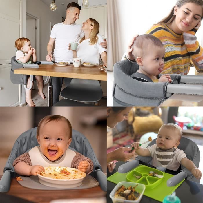 Réhausseur de siège bébé pliable - LZQ - Siège de table 6-36 mois - Gris - Tissu Oxford - Acier inoxydable - ABS