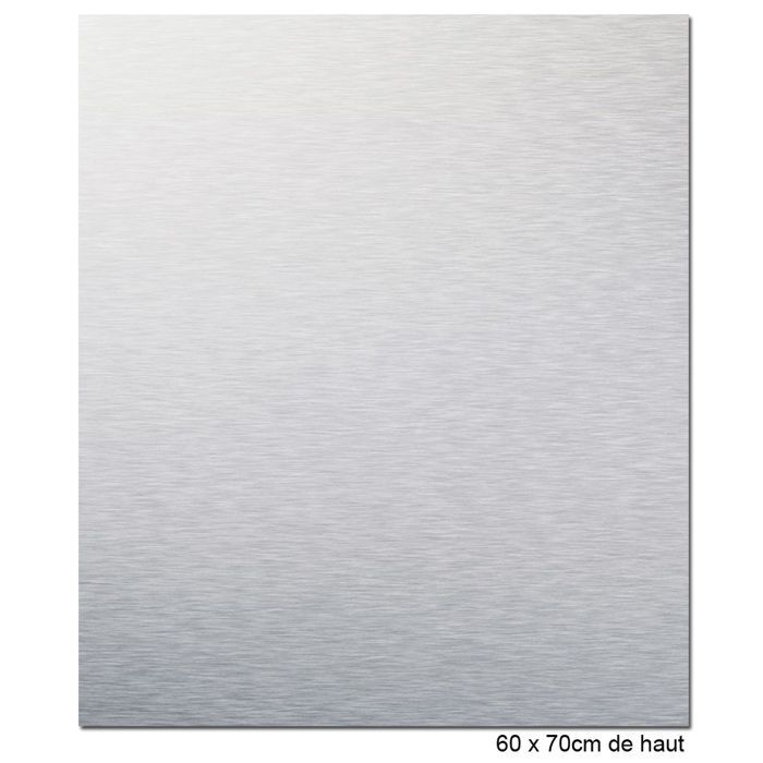 Crédence en aluminium brossé adhesive - 60 x 70 cm - Gris - Face arrière autocollante - Fond de hotte