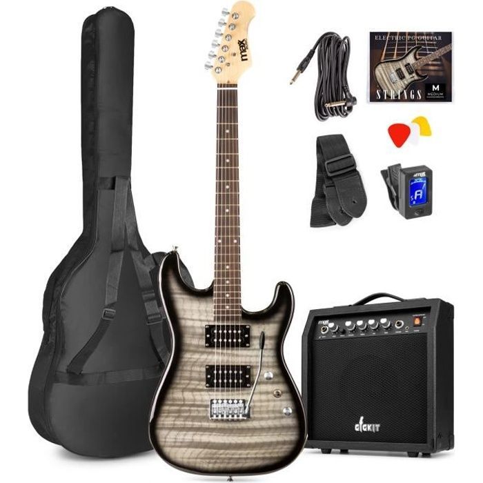 Elektrische gitaarpakket - MAX - Superstrat - 40W versterker - Complete accessoires - Beginners