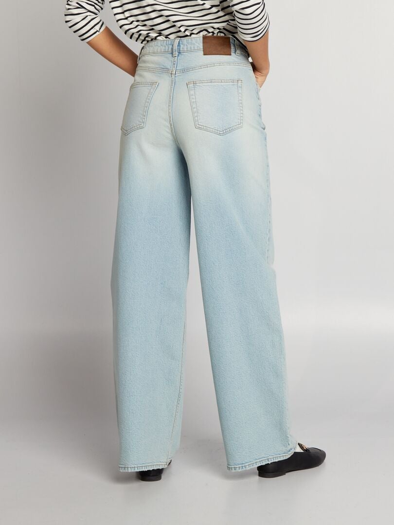 Calça jeans de perna larga - AZUL