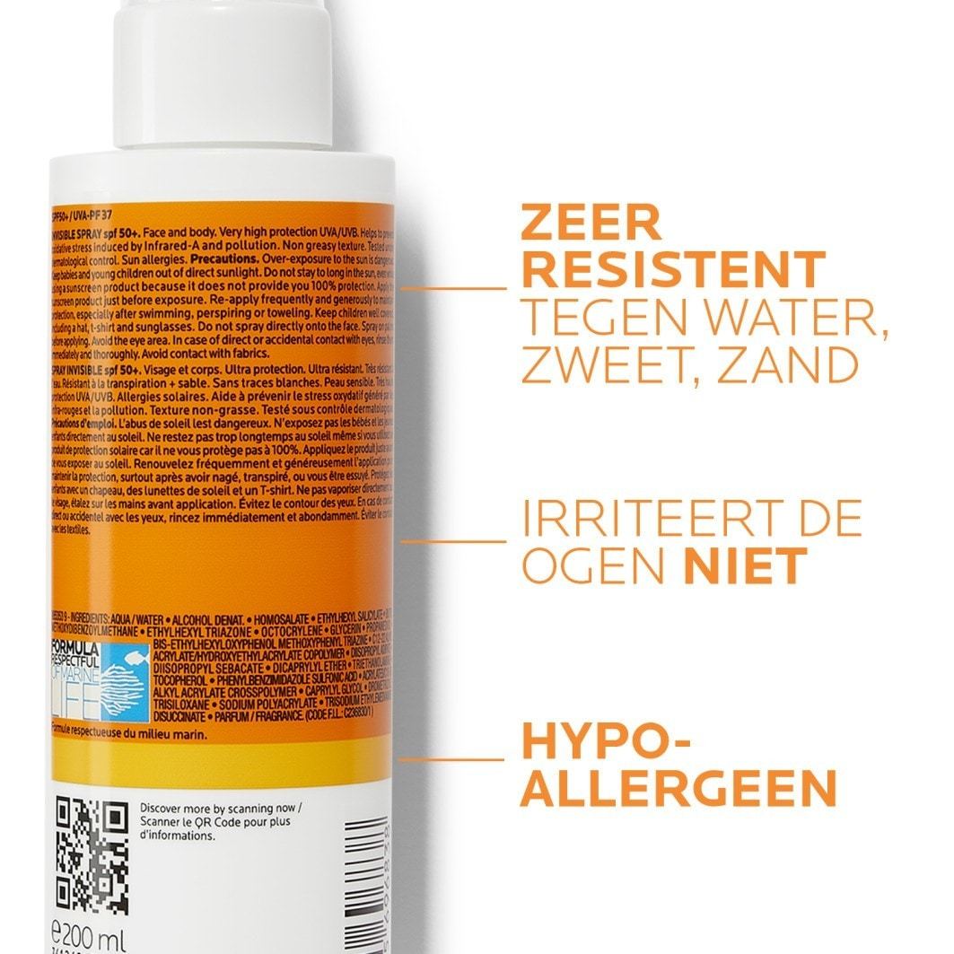 „La Roche-Posay Anthelios Invisible Ultra Protection“ apsauginis purškiklis nuo saulės SPF 50+, 200 ml
