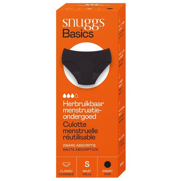 Menstrualno spodnje perilo Snuggs črno, velikost S
