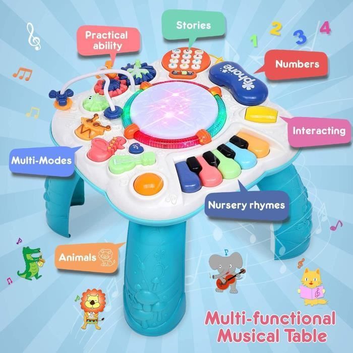 Tavolino studio per neonati, tavolo attività musicale per bambini, tavolo gioco musicale per bambini dai 36 mesi in su, giocattoli sonori per neonati