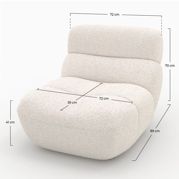Poltrona in tessuto bouclé bianco - Teddy - Rendez-Vous Déco