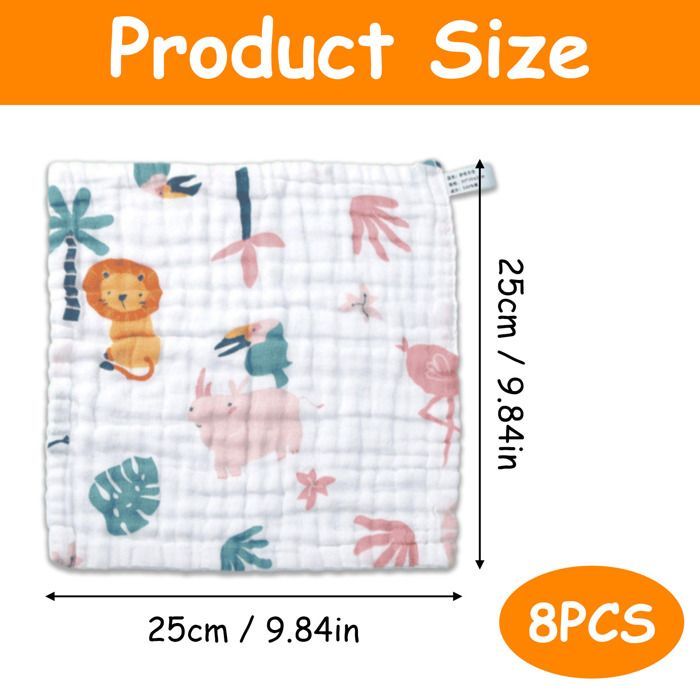 Toallitas húmedas de muselina Baby Essentials, paquete de 8 unidades, suaves y cómodas, para bebés recién nacidos, unisex.