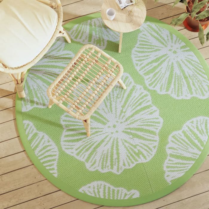 Outdoor rug - vidaXL - 160 cm - Green - Round - Synthetic