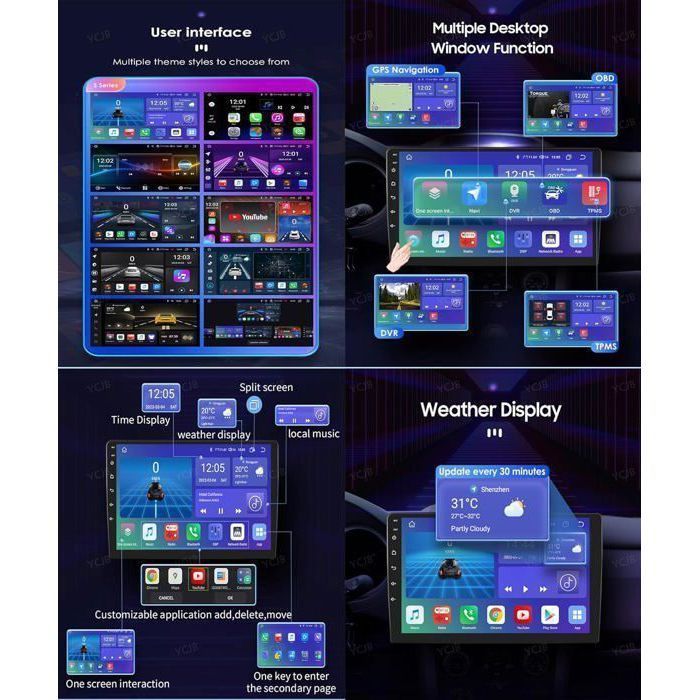 IBEAFILLY 9-inch Android 13 Car Radio with GPS and CarPlay for FIAT and PANDA (2013-2020) with Rear Camera, 2GB RAM + 32GB Storage