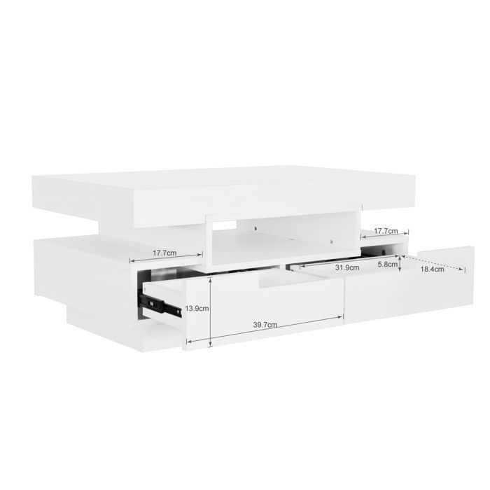 Table basse - SOMUBI - Table d'appoint - Éclairage LED intégré - Rangement pratique - Design moderne