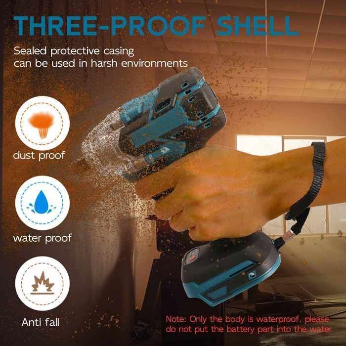 Llave de impacto inalámbrica sin escobillas, 520 Nm, 4200 rpm, adecuada para los sectores de bricolaje y construcción.
