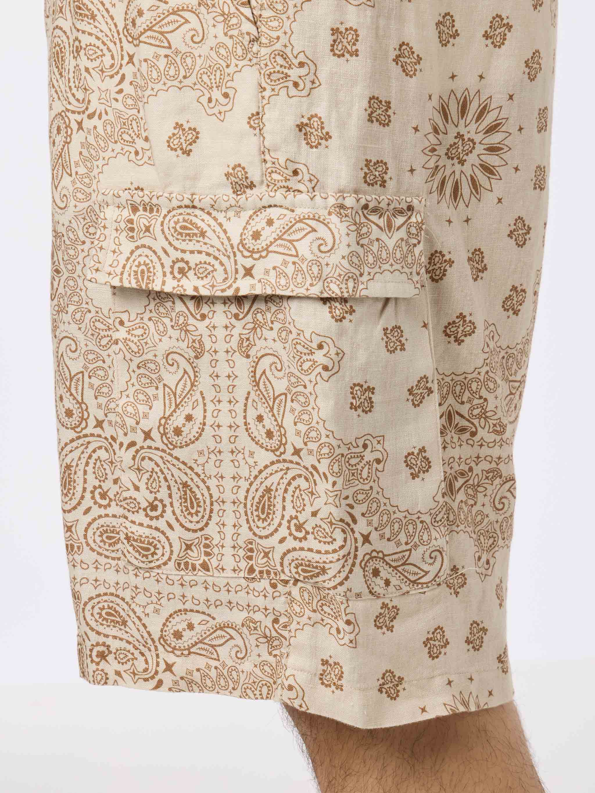 Marseille herenbermudashorts van linnen met bandana-print