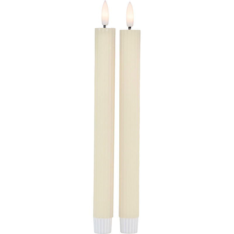 Lampadario Vie Selected, confezione da 2, 24 cm, scanalatura, LED, timer, colore avorio