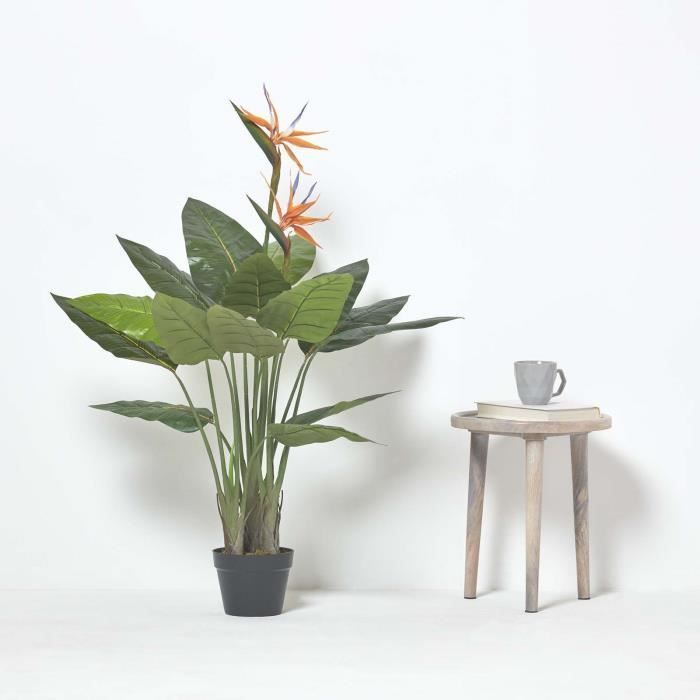 Plante artificielle - HOMESCAPES - Oiseau du paradis - 120 cm - Vert - Orange