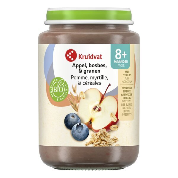 Kruidvat 8+M Organska voćna grickalica od jabuke, borovnice i žitarica<br>190g