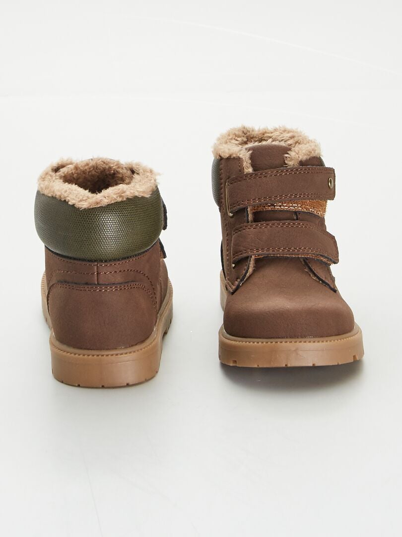 Botas de montanha com forro de lã Sherpa - MARROM
