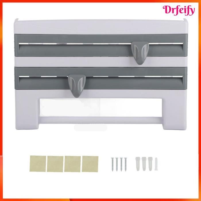 Support de film étirable - AKOZON - Support mural multi-usage - ABS - 2 cutters - Pour rouleaux