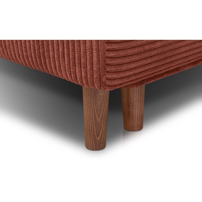Sofá convertible de 3 plazas - MASSA - Tejido de pana color terracota - Patas de madera maciza - Ancho 195 x Alto 82 x Profundidad 86 cm