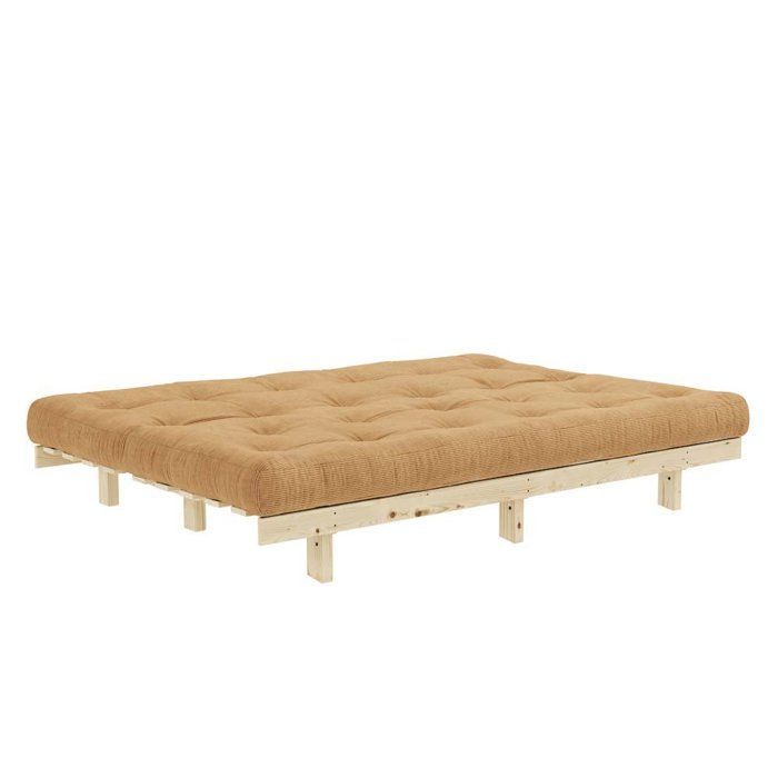 Banquette convertible futon LEAN bois de pin coloris caramel 130x200 cm