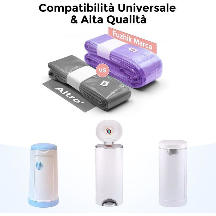 Cestino per pannolini ricaricabile, confezione da 8, sacchetti per rifiuti per pannolini di grande capacità, ecologici, eccellente resistenza agli odori.