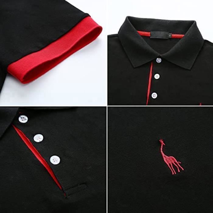 Polo de manga corta para hombre, estilo casual deportivo, corte ajustado, ideal para golf y tenis - Negro