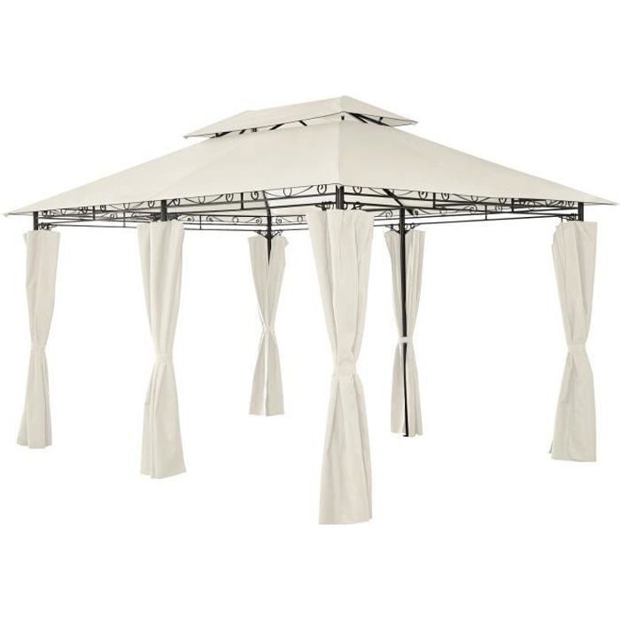 Cenador de jardín Mondeer de 3x4 m, pabellón industrial resistente con 6 cortinas laterales y estructura, color beige.
