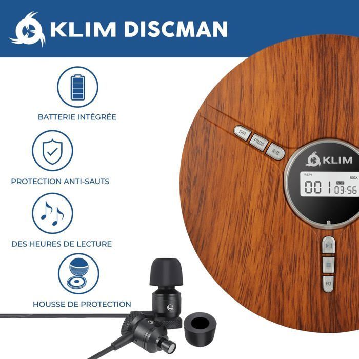 Discman Lecteur CD Portable avec Batterie Intégrée - Nouveauté - Écouteurs Fusion - Baladeur Lecteur CD pour Voiture