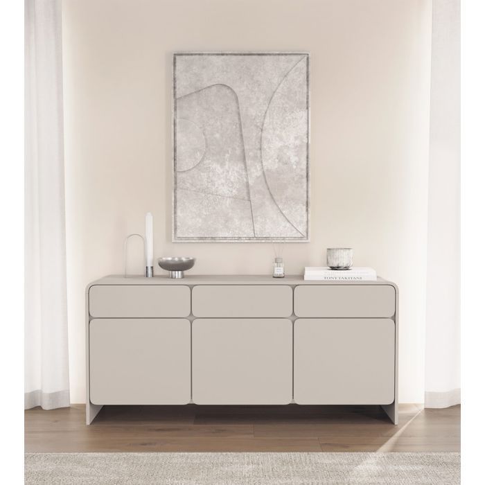 Buffet 3 portes avec 3 tiroirs – LUMMO – 156 cm – gris cachemire