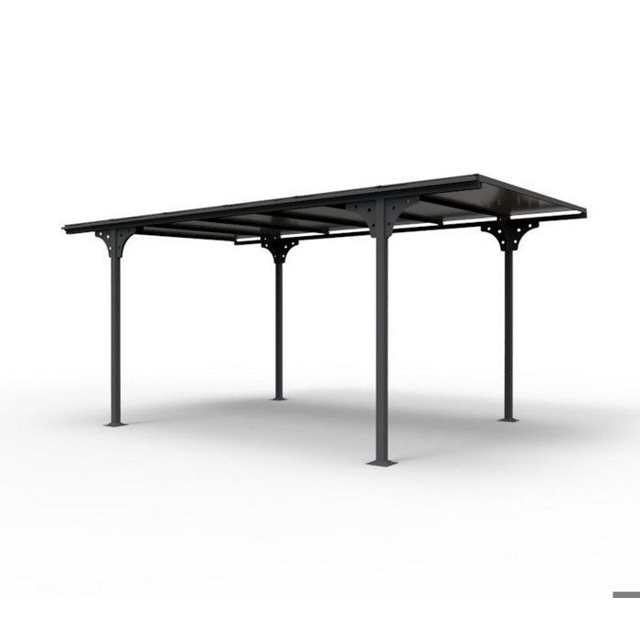 Carport en aluminium toit plat 14,70m² - Gris anthracite