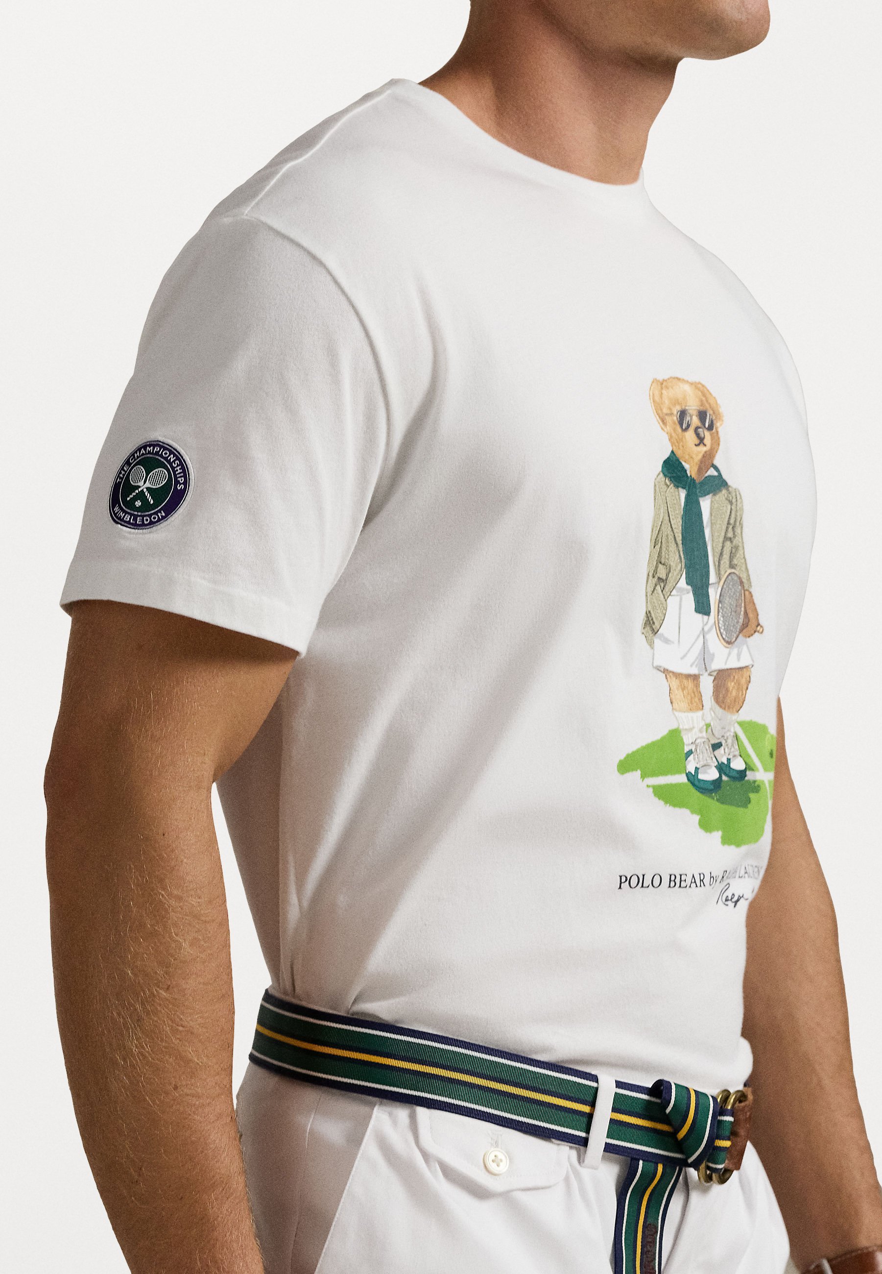 Polo Ralph Lauren WIMBLEDON CLASSIC FIT POLO BEAR T-SHIRT UNISEX - T-shirt stampata - bianco ceramica