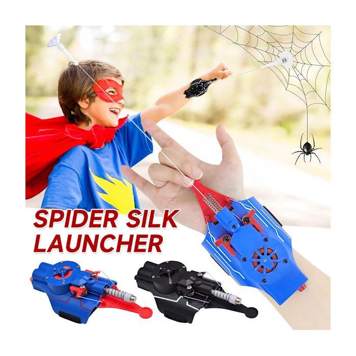 ®RisingFF Spinnennetzwerfer, der tatsächlich echtes Seil verschießt – Handgelenkspielzeug, Rollenspiel, Blau