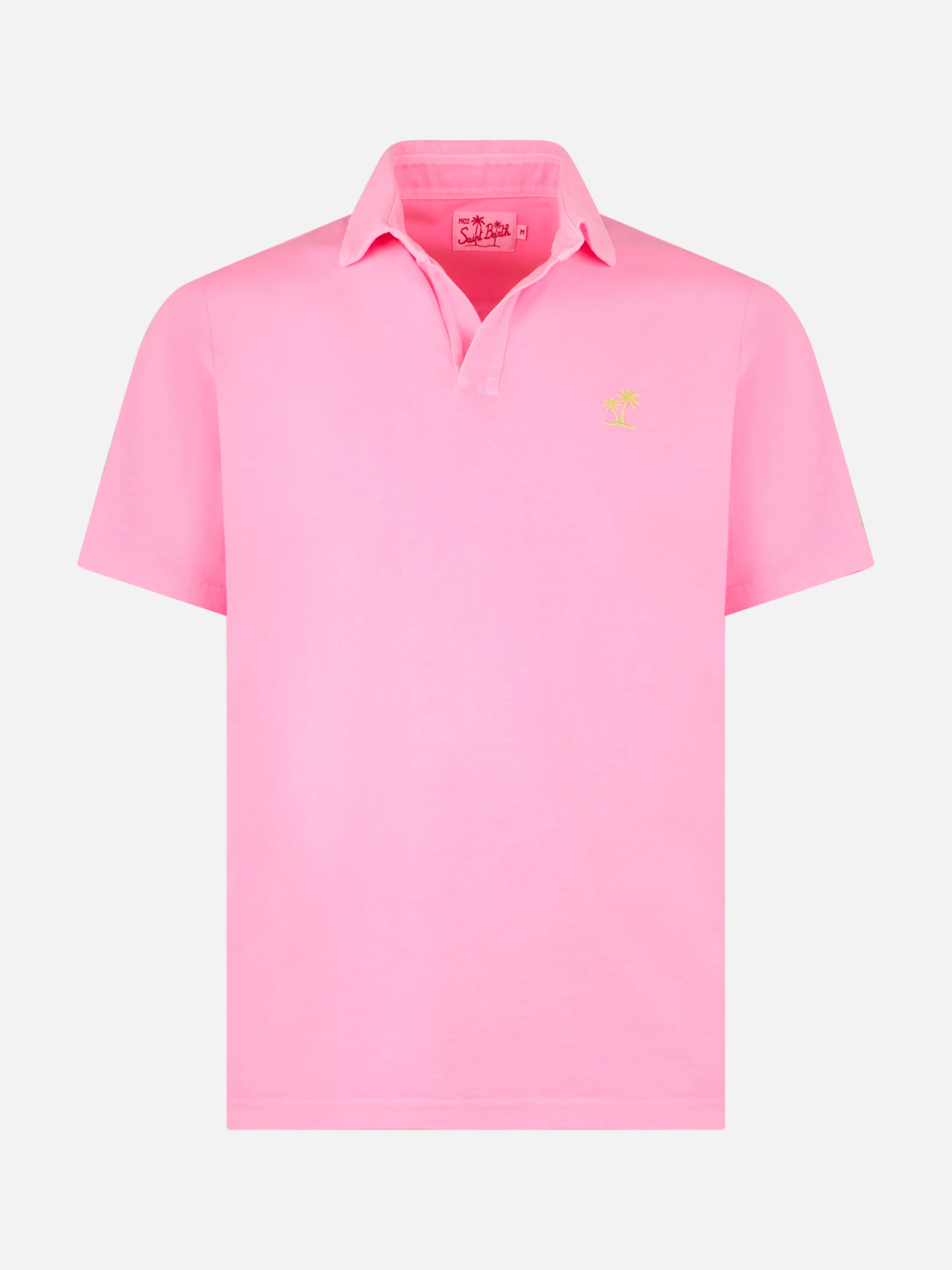 Herren-Poloshirt aus neonpinkem Baumwolljersey