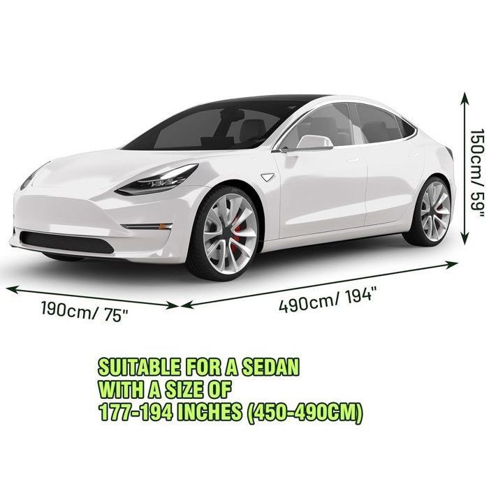 Funda protectora para coche de exterior, impermeable, de PEVA, con apertura lateral, forro de algodón, resistente a los rayos UV, a la nieve y al polvo, 490 x 190 x 150 cm.