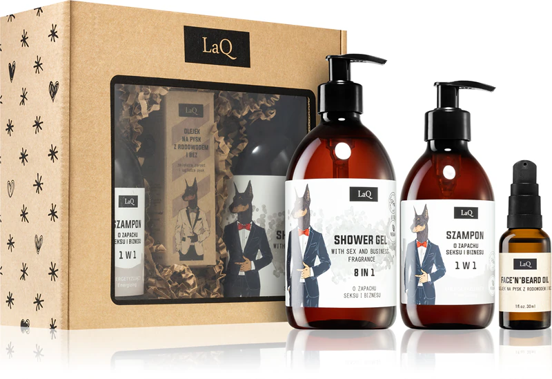 Conjunto de presente LaQ Doberman para corpo e rosto masculino